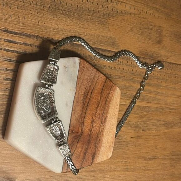 Silver Toned Flower Charm Link Necklace - Picture 13 of 16